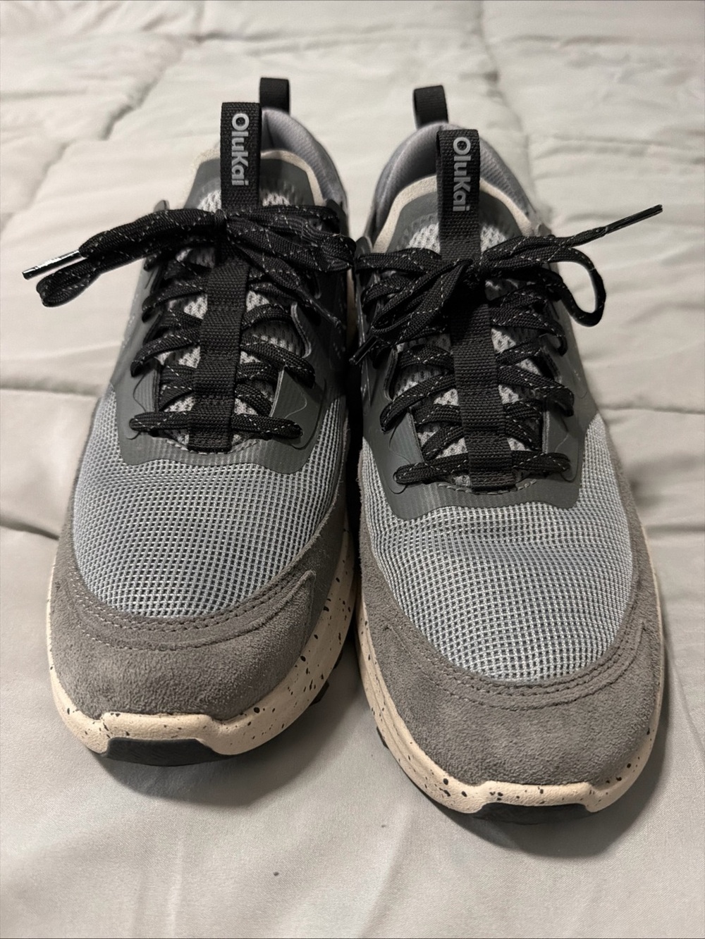 OluKai Makíki Men’s Gray and Black Mesh Suede Sneaker 11